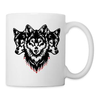 Wolf Kopf Rudel - Tasse - Weiß - Rechts