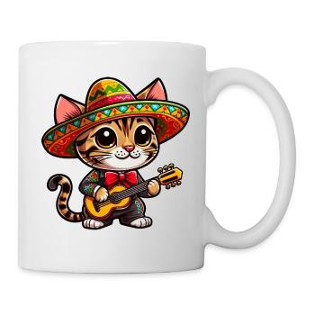 Bengalkatze als Mariachi Gitarrist Cinco de Mayo - Tasse - Weiß - Rechts