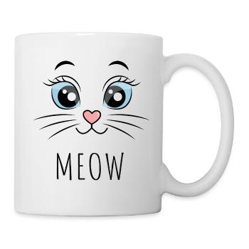 Meow Katze Augen Blau - Tasse - Weiß - Rechts