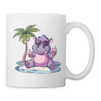Hippopotamus Summer Beach Vacation - Mug - white - Right