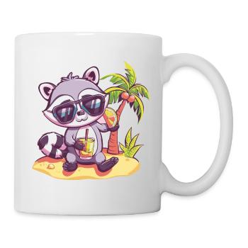 Waschbär Bier Lustig Saufen - Tasse - Weiß - Rechts