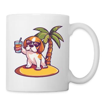 Beagle Hund Sommer Urlaub - Tasse - Weiß - Rechts