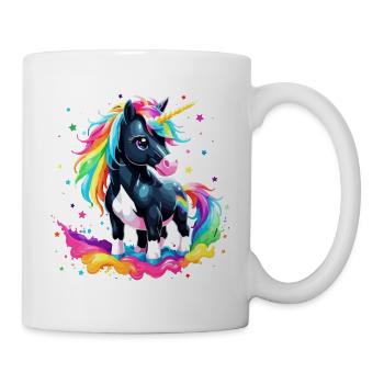 Einhorn bunt Regenbogen Pony Kinder - Tasse - Weiß - Rechts