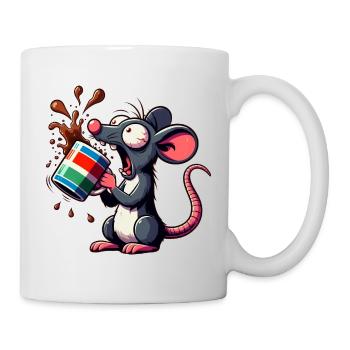 Souris avec un choc caféique au café - Mug blanc - blanc - Droite