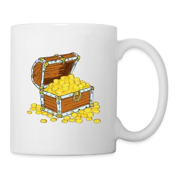 Coffre au trésor rempli d’or - Mug blanc - blanc - Droite