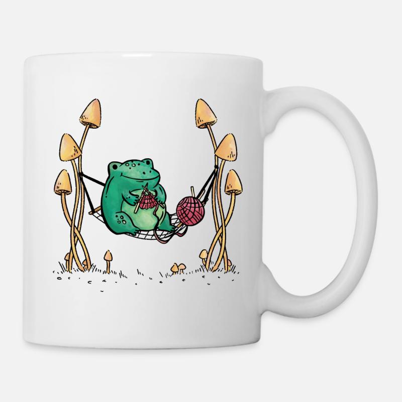 Frosch Handarbeiten Stricken Natur Hängematte - Tasse - Weiß