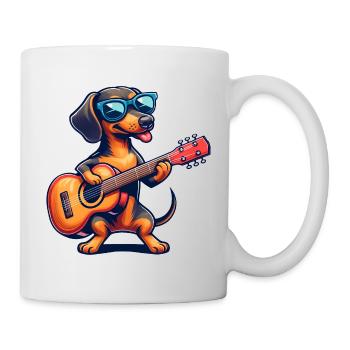 Dackel Gitarrist Musikalischer Hund Gitarrenspiel - Tasse - Weiß - Rechts