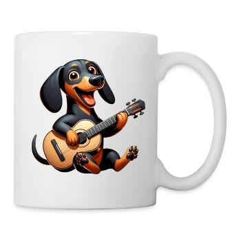 Dackel Gitarrist Musik Hund Gitarre - Tasse - Weiß - Rechts