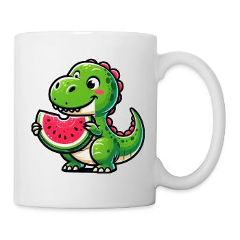 Crocodile avec pastèque fruité drôle - Mug blanc - blanc - Droite