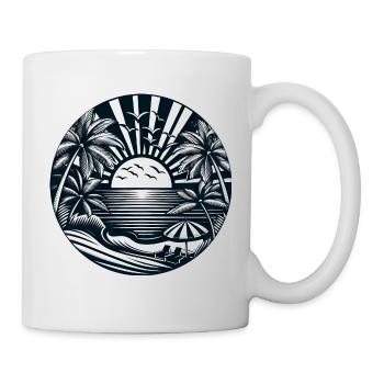 Vacances Été Soleil Plage Palmiers Silhouette - Mug blanc - blanc - Droite