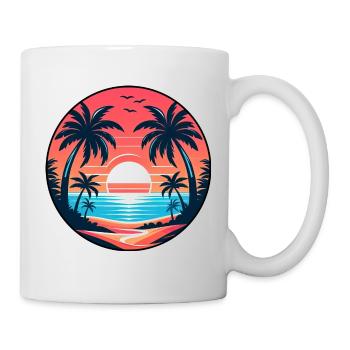 Vacances Été Soleil Plage Palmiers Coucher de soleil - Mug blanc - blanc - Droite
