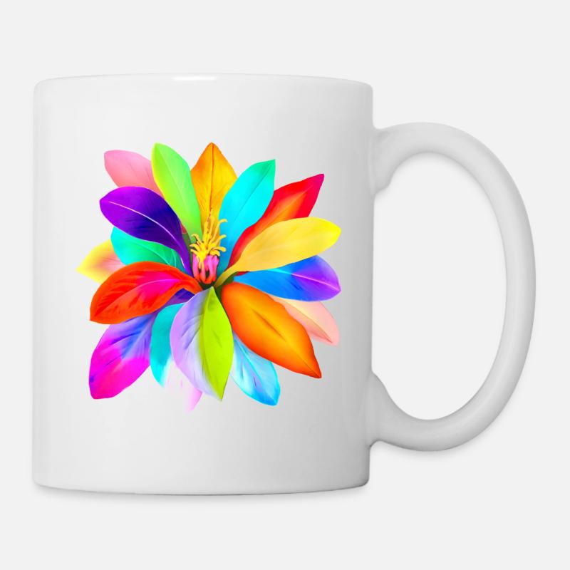 Fleur arc-en-ciel de la diversité, de la tolérance et de l’amour - Mug blanc - blanc