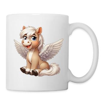 Dessin animé d’ange de cheval mignon avec des ailes - Mug blanc - blanc - Droite