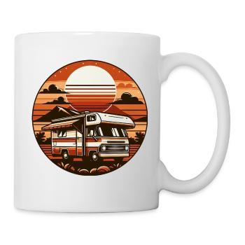 Caravane Camping Vacances Vintage Rond Coucher de soleil - Mug blanc - blanc - Droite