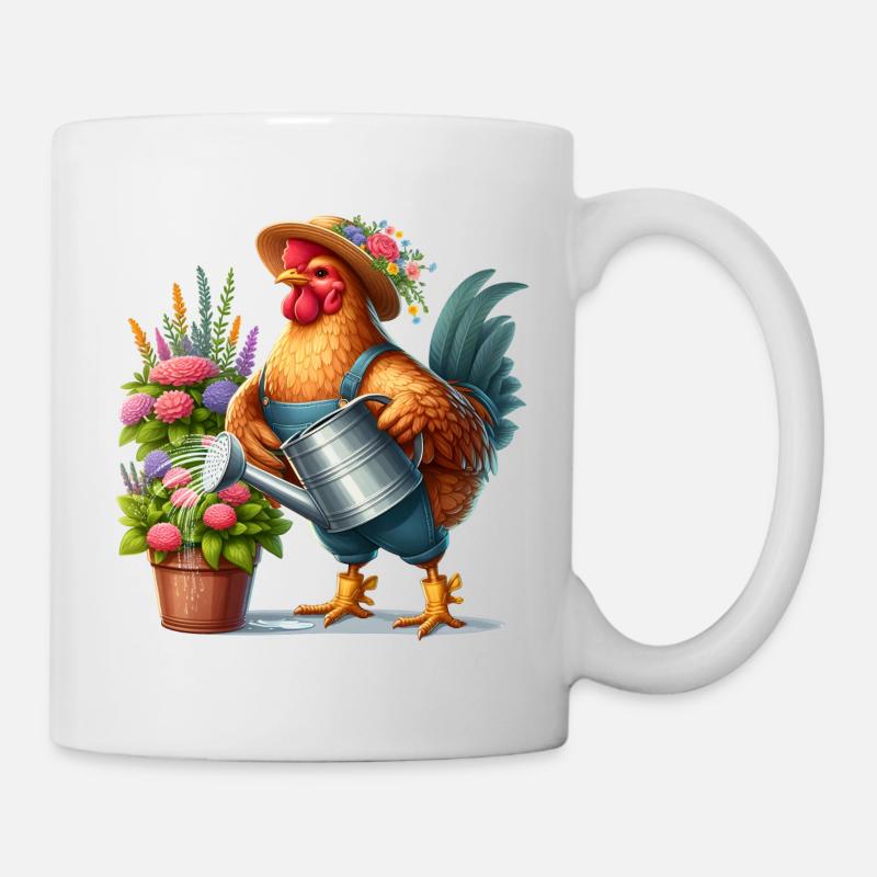 Le poulet comme jardinier - Mug blanc - blanc