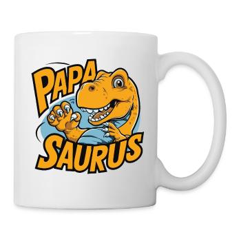 Papa Saurus Geschenkidee - Tasse - Weiß - Rechts