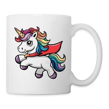 Lustiges Einhorn als Held für einen Superheld - Tasse - Weiß - Rechts