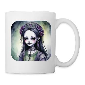 Fille punk gothique cool avec des roses - Mug blanc - blanc - Droite