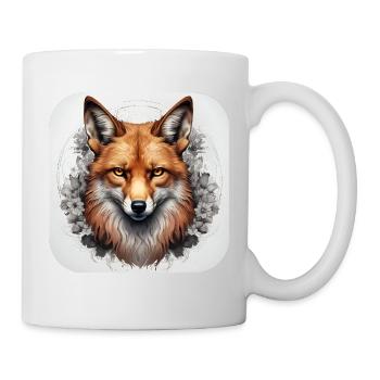 Fuchs mit Blumen - Tasse - Weiß - Rechts