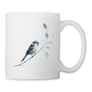 Sparrow on branch - Mug - white - Right