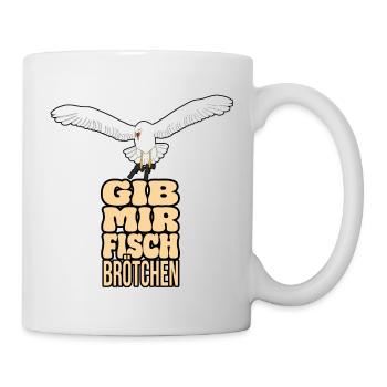 Möwe - Gib mir Fischbrötchen - Tasse - Weiß - Rechts