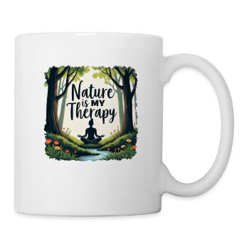 Nature is my Therapy - Meditation in the forest - Mug - white - Right