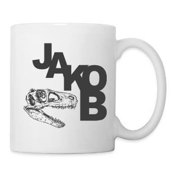 JAKOB - Beautiful boy name with dinosaur - Mug - white - Right
