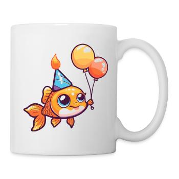 Poisson rouge anniversaire bébé - Mug blanc - blanc - Droite