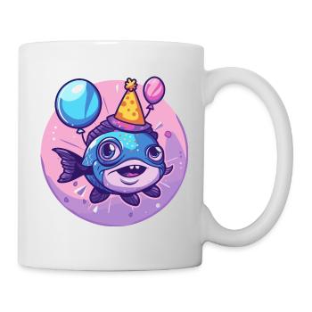 Piranha Poissons Anniversaire Bébé - Mug blanc - blanc - Droite