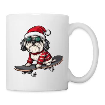 Havanese Hund Weihnachten Skateboard - Tasse - Weiß - Rechts