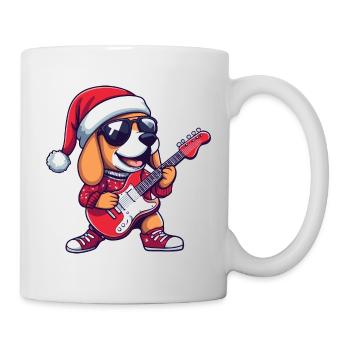Beagle Hund Weihnachten Rocker Gitarre - Tasse - Weiß - Rechts