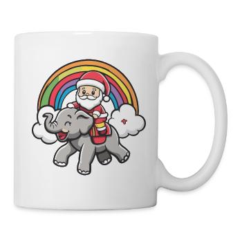 Mammut Weihnachtsmann Regenbogen - Tasse - Weiß - Rechts