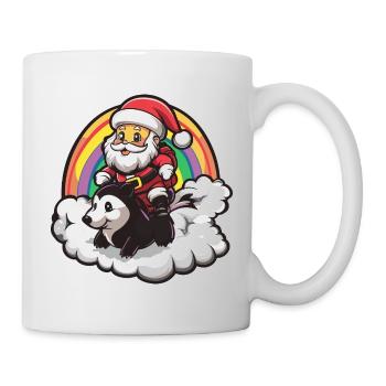 Skunk Père Noël Arc-en-ciel - Mug blanc - blanc - Droite