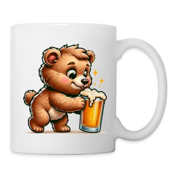 Cute Bear Drinking Beer - Tasse - Weiß - Rechts