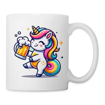 Cute Unicorn Drinking Beer - Tasse - Weiß - Rechts