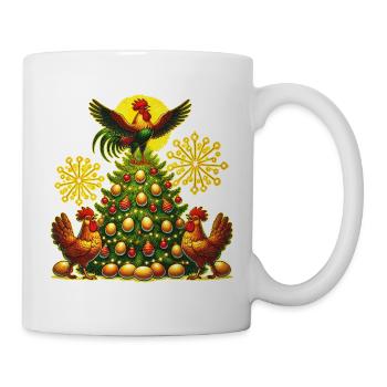 Lustiger Weihnachtsbaum Hühner - Tasse - Weiß - Rechts