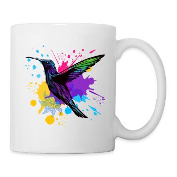 Hummingbird Splash Bird Animal Art Watercolor Colorful - Mug - white - Right