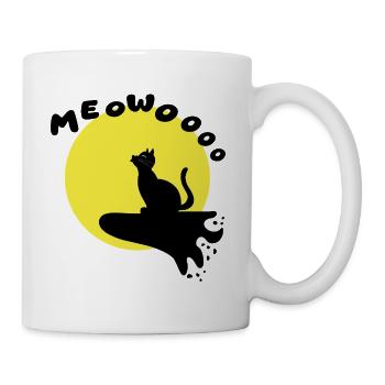 Drôle mignon chat hurlant illustration minimaliste - Mug blanc - blanc - Droite
