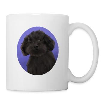 Hund Schwarzer kleiner Pudel - Tasse - Weiß - Rechts