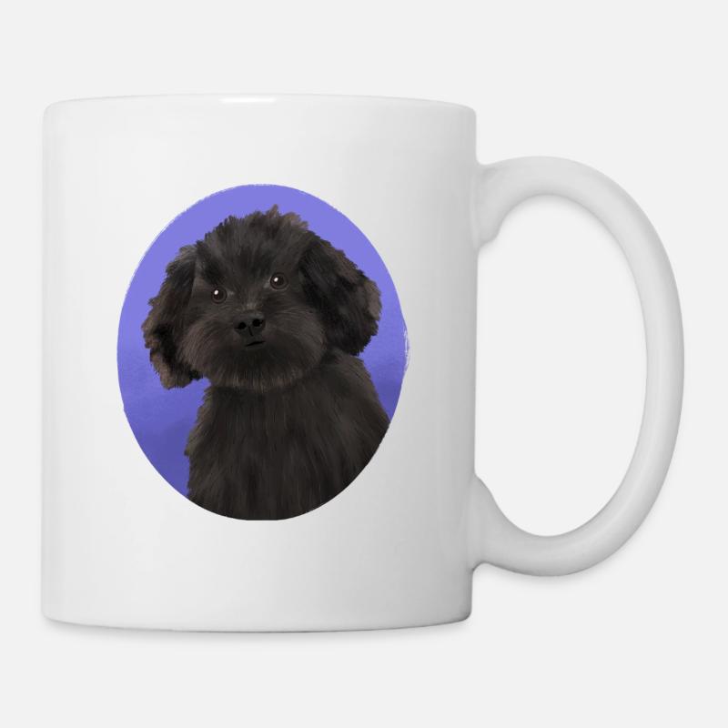 Hund Schwarzer kleiner Pudel - Tasse - Weiß