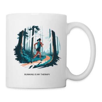 Running is My Therapy – Laufen in der Natur - Tasse - Weiß - Rechts