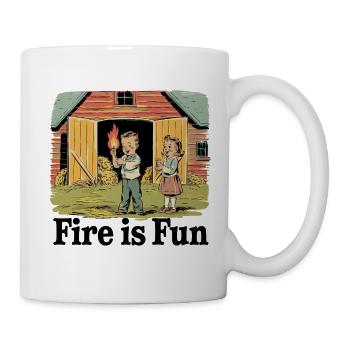 Le feu, c’est amusant - Mug blanc - blanc - Droite