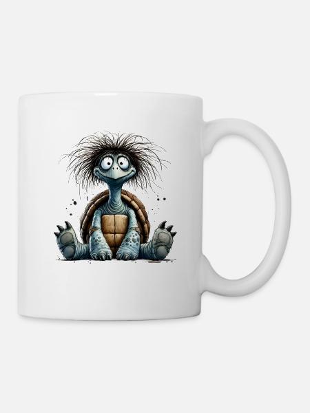 Turtle Wirre Schildköte frech lustig Geek Comic - Tasse - Weiß