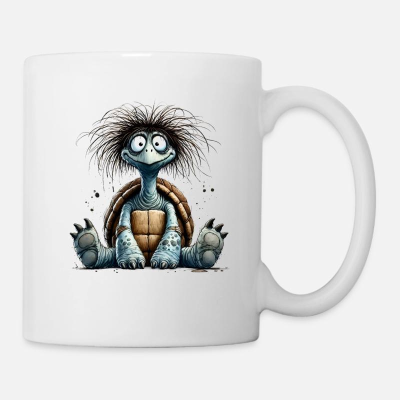 Turtle Wirre Schildköte frech lustig Geek Comic - Tasse - Weiß