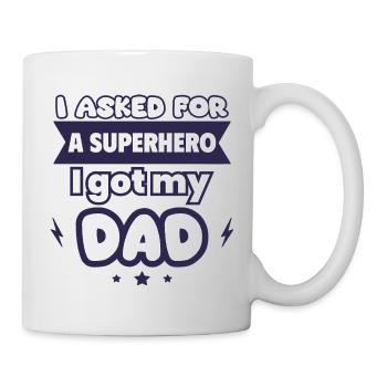 Ich habe nach einem Superhelden gefragt… - Tasse - Weiß - Rechts