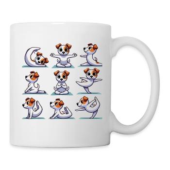 Jack Russell Terrier Yoga – Lustiges Hunde Design - Tasse - Weiß - Rechts