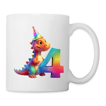 DINO 4 YEARS DINOSAUR 4TH BIRTHDAY - Mug - white - Right