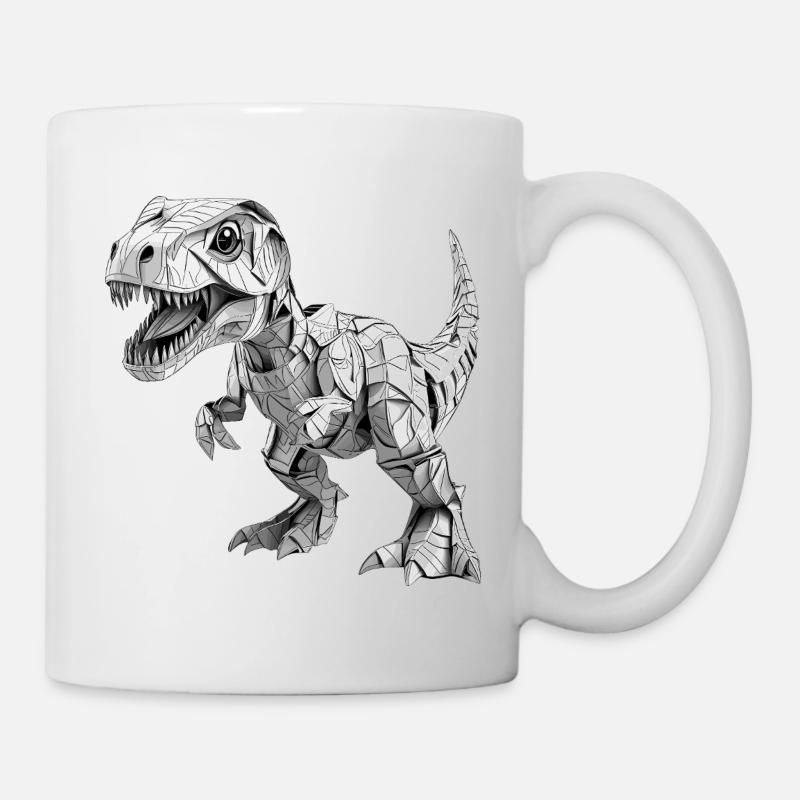 T-Rex Dino Papier Design - Tasse - Weiß