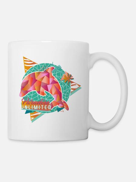Paradise Unlimited (Low Poly Delfin) - Tasse - Weiß