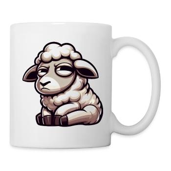 Skeptical Sheep Comic Funny Bull - Mug - white - Right